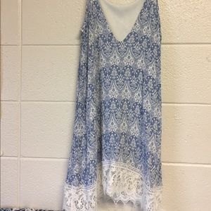 Blue dress with white design